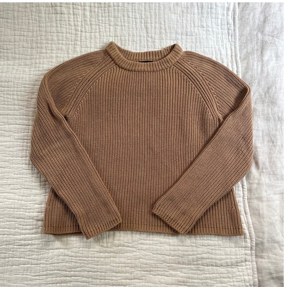 Quince Cotton Fisherman Sweater L Brown